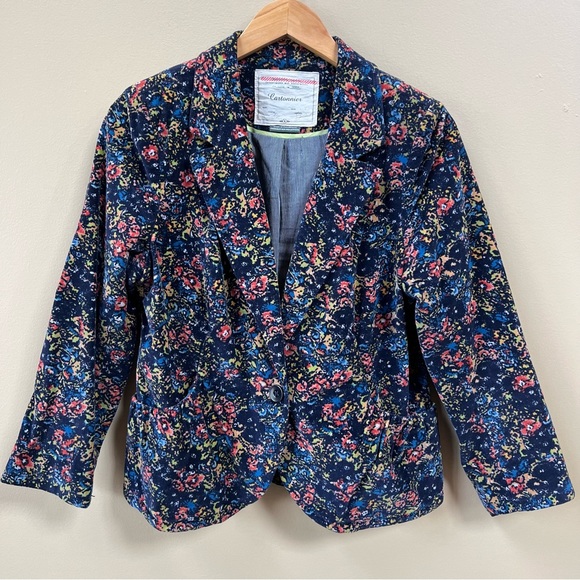 Anthropologie Jackets & Blazers - Anthropologie Cartonnier Dusk Garden Floral Cord Peplum Blazer Size 14